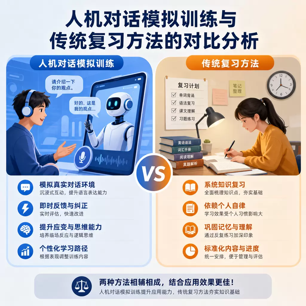 人机对话模拟训练与传统复习方法的对比分析